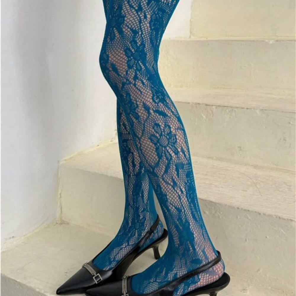 Teal Lace Tights